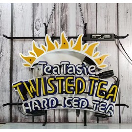 Twisted Tea The Original Hard Iced Tea Neon Signs Bar Tube,Glass Neon Signs for Office Hotel Wedding Birthday Party Man Cave Neon Light Art Wall Lights 24 X 20 Inches