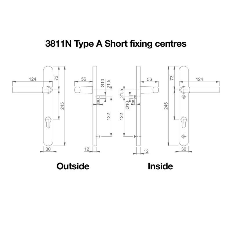 Hoppe Black 'Birmingham' Pair Handle 92PZ or 92mm Sprung Lever