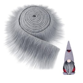 Faux Fur for Crafts, Fabric Fluffy 5 x 150 cm Plush Fabric, Sold by the Metre Gnome Beard for Crafts, Furry Decorative Fur Precut Long Hair Plush for DIY Gnome Beard, Santa Hair Craft Decoration (Grey