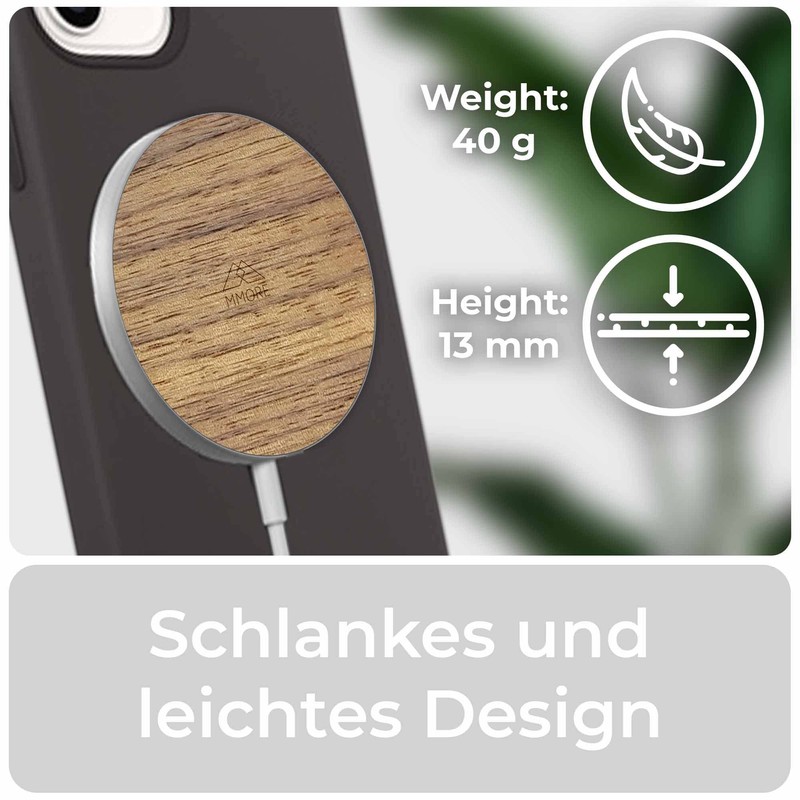 MMORE - Kabelloses Ladegerät mit Tanganika Holz | Schwarz