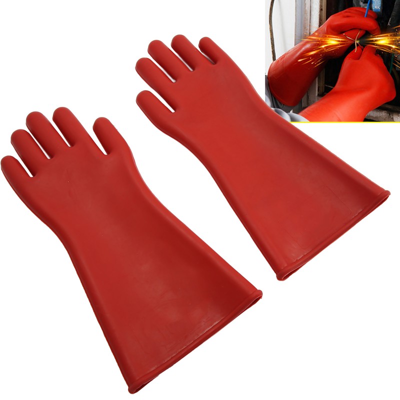 Pair of Electrical Insulated Gloves Natural Rubber Anti Electricity 10000V