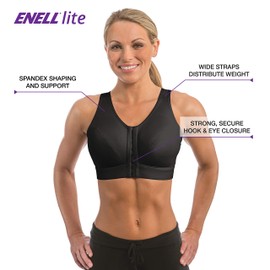 ENELL Women's Lite Full Coverage Sports Bra (101),3,Black