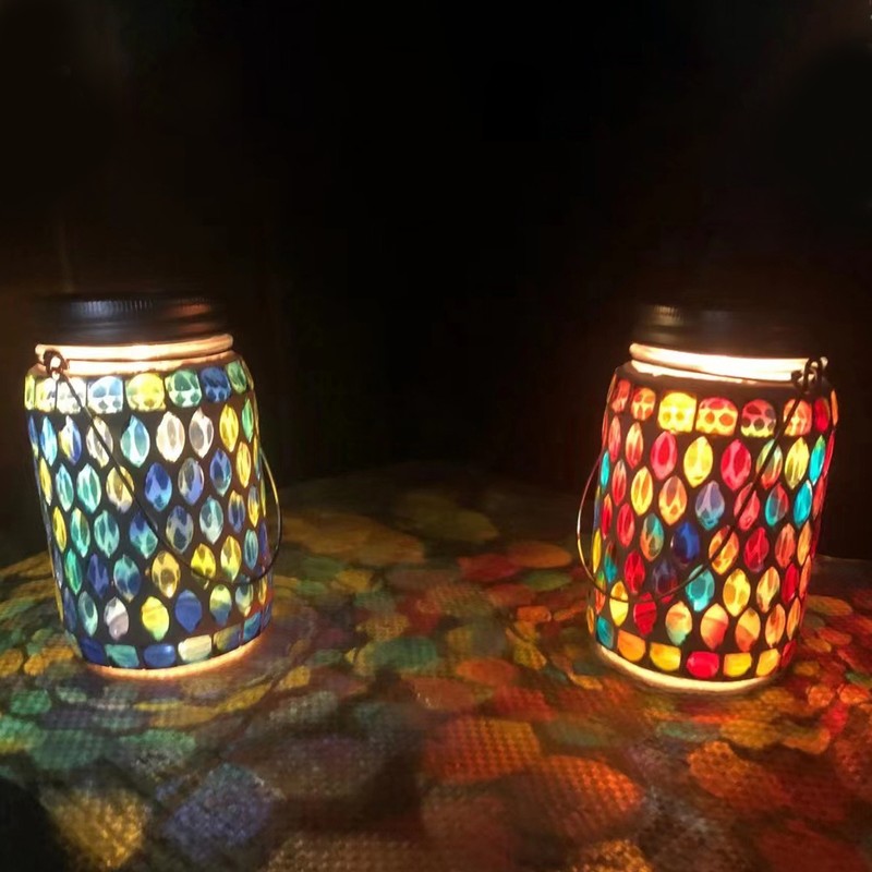 Solar Mosaic Lantern Light IP44 Waterproof Inlaid Fade Resistant Mosaic