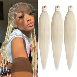 Kachanaa 26 Inch Pre Stretched Braiding Hair 3 Packs EZ Braids Yaki Hot Water Setting Kanekalon Hair for Braiding Yaki Texture Pre Stretched Braiding Hair Extensions 613#