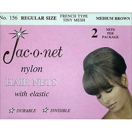 Jac-O-Net French Type, Tiny Mesh Hair Net-Regular Size, Medium Brown,2 Net Per Pack [Pack of 12]