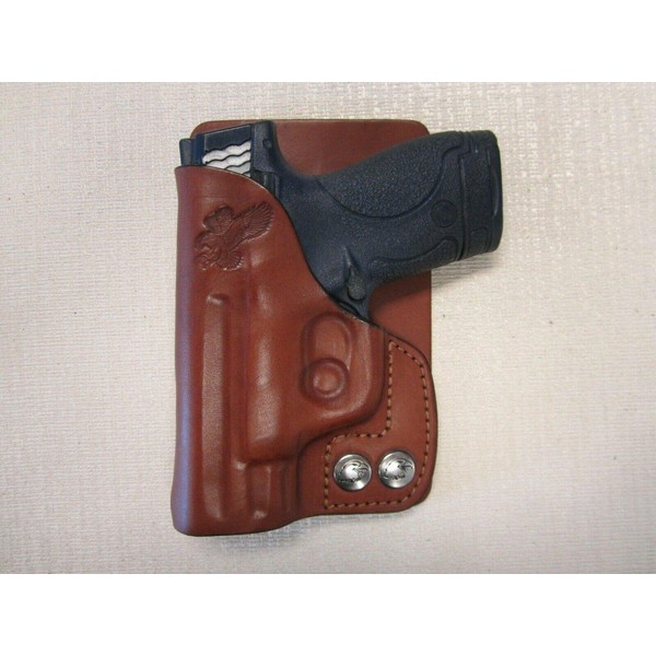 S&W M&P Shield 9&40 Formed Brown Leather Wallet & Pocket Holster Right Hand