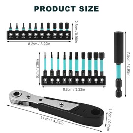 22-Piece Impact Wrench Bit Set, 1/4 Inch Magnetic Bit Set, H1.5 to H8 Hexagonal Screwdriver Bits, Impact Wrench Bit Set