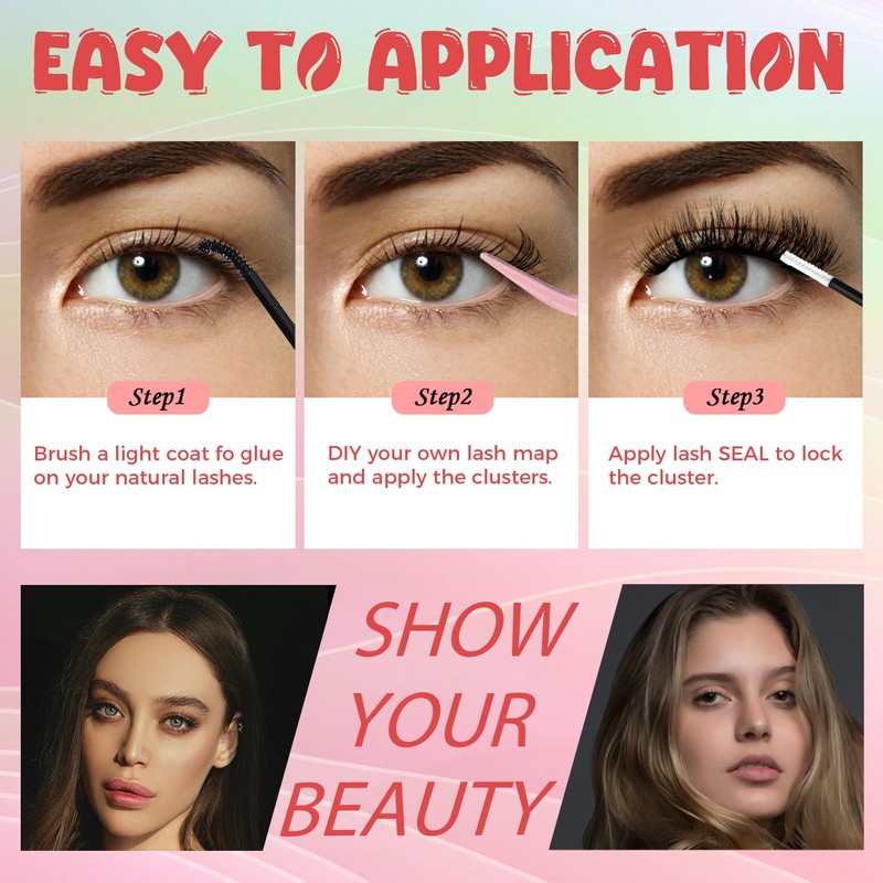 Lash Clusters, 6 Styles 40D/50D/60D/80D/100D120D Cluster Lashes, Mixed Lengths 10-18mm,