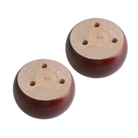 RDEXP 4 pieces eucalyptus wood round bun furniture cabinet feet lifter legs 9.6 x 5 cm