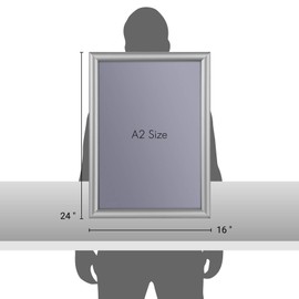 INNOVART Aluminum Snap Frame for Poster 16” x 24”, Front Load Snap Frame Poster with PVC Protective Film for A2 Size, Metal Picture Frame Wall Mounting, Easy Open Aluminum Display Profile