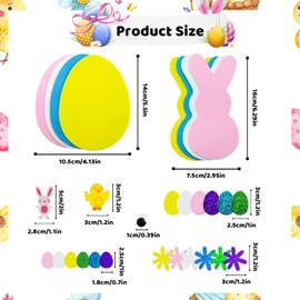 Shinybox Easter Craft Set Children, 486 Pieces Easter Eggs Craft Kit, Easter Bunny for Crafts, Easter Egg Stickers, Easter Craft Set Children Foam Rubber Creative Sets, Easter Decoration Crafts