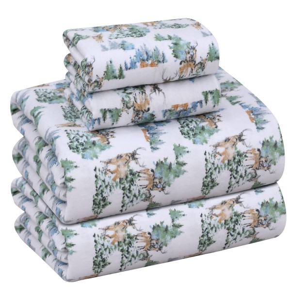 RUVANTI Flannel Sheets Full Size - 100% Cotton Double Brushed