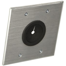 C2G 40546 1.5 Inch Grommet Cable Pass Through Double Gang Wall Plate, Brushed Aluminum Aluminum Silver