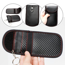 Faraday Bag for Key Fob (2Pack), Car RFID Signal Blocking Pouch, Carbon Fiber Key Fob Bag, Car Key Signal Blocking Bag, Anti-Hacking Case Blocker (Black)