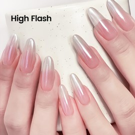 OPENLIVE White Pearl Chrome Nail Powder,Pearl Nail Powder Mirror Effect Nail Glitter Nail Art Holographic Pigment for Nail Art Designs