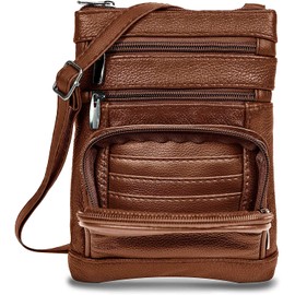 Krediz leather Crossbody Purses for Women, Multi Pocket Crossbody Purse with Adjustable Strap, Soft & Durable Leather Purse