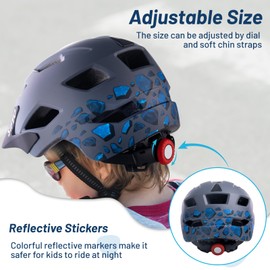 SIFVO Kids Helmet Adjustable 50-57cm for Aged 5-12, Kids Bike Helmet with Detachable Visor, Breathable and Comfortable Toddler Helmet