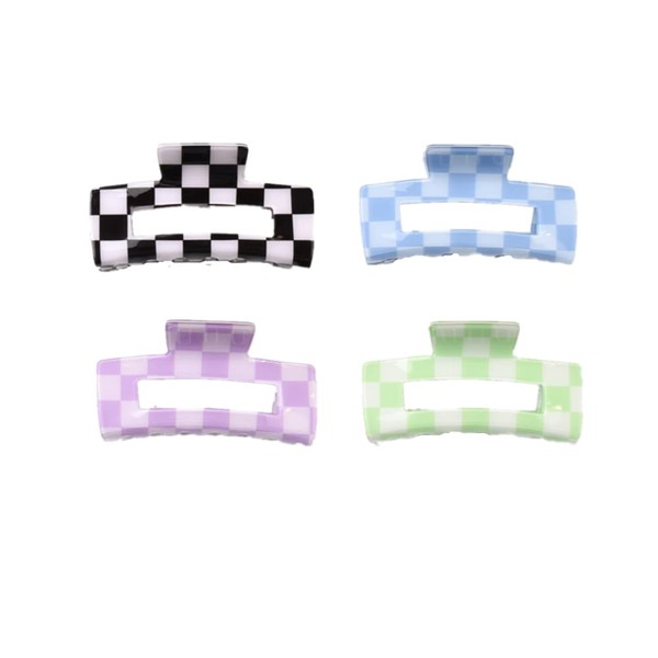 YOEMAYUNER Nonslip Checkered Claw Hair Clips for Women - Strong