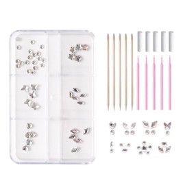 YAFIYGI Teeth Gems Kit with Crystals Silver Diamantes Para Dientes Temporary Toothgems Jewelry Kit Diamond Gems for Teeth DIY Tooth Gem Kit Jewels Shaped Toothgems (without Glue)
