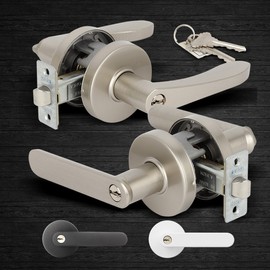 ANGE Door Handle & Cylinder Set for Bathroom Door Installation/Replacement ANGE-951 White