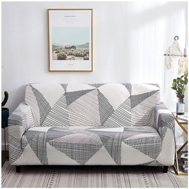 Hggzeg Stretch Sofa Cover, High Elastic Fabric 1 2 3 Seater Couch Slipcover, Washable Printed Pattern Loveseat Settee, Universal Non Slip Couch Cover Furniture Protector Cover(Mocha,3-Seater Sofa)