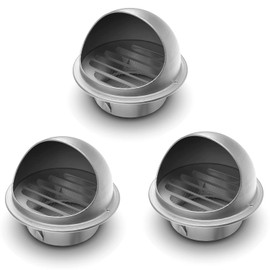 iPower 4 Inch Soffit Air Vent 304 Stainless Steel Round Bull Nosed Screen Mesh for Home Bathroom, Kitchen, Office Ventilation, 3-Pack, Silver