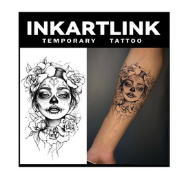 INKARTLINK Tattoo Tech, 2 Sheets Extra Large Semi Permanent Tattoo, Adult Art Design Temporary Tattoos, Lasts 1-2 Weeks, Waterproof, Realistic Look, No Adhesive, No Reflection Modern woman)153