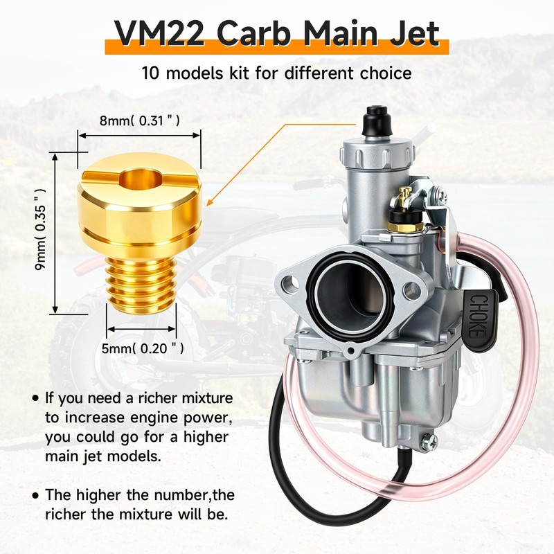 FVRITO VM22 Carburetor & 7/8'' Mini Bike Throttle Kit for