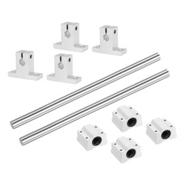 sourcing map 2 Pcs 8mm x 150mm Linear Motion Rail Shaft Slide Guide with 4 Pcs SCS8UU Bearings and 4 Pcs SK8 Rail Support Linear Motion Rod Shaft Guide Set for CNC Machine 3D Printer, Silver