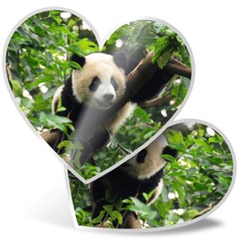2 x Heart Stickers 7.5 cm - Cute Giant Panda Tree Nature Fun Decals for Laptops,Tablets,Luggage,Scrap Booking,Fridges, 21587