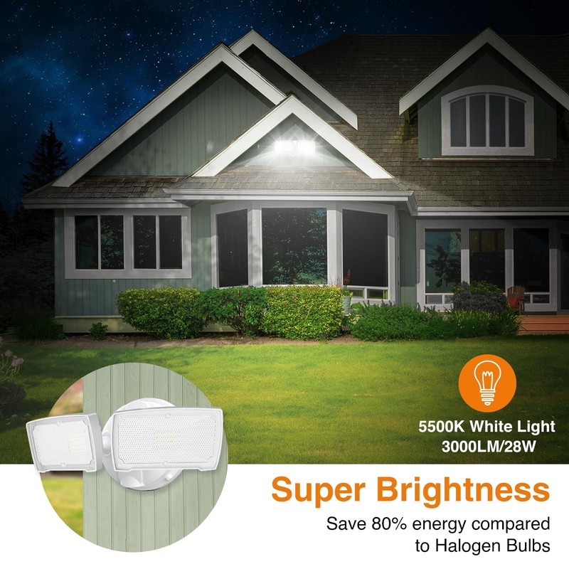 LEPOWER 2 Pack 28W LED Flood Light Outdoor, 3000LM LED