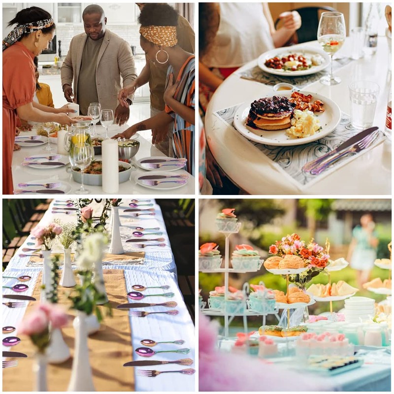 LAIION Silverware Set，24-Piece Stainless Steel Flatware Service for 6 Rainbow