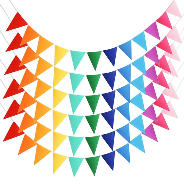 49ft Felt Bunting Banner, ZODKSNO Rainbow Fabric Triangle Flags 6