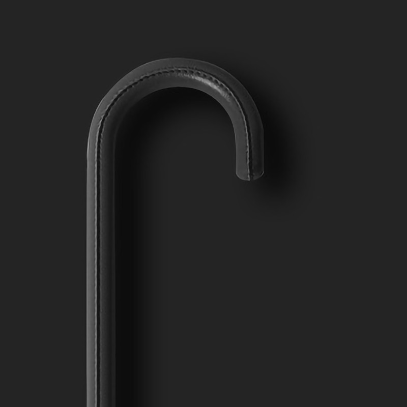 16 Bone Long Handled Umbrella Leather Handle Rain and Shine