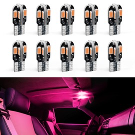 Hbxdeco 10PCS T10 LED Bulb, 12V 8000K Super Bright LED Light Bulb, 5730 8SMD Replacement Bulbs for Read Lights License Plate Lights Roof Lights Trunk Light, Universal Car Accessories (Pink)