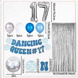 Blue Dancing Queen 17 Birthday Decoration Dancing Queen 17 Party Decorations Mamma Mia Disco Birthday Party Decors 70s Disco Decoration
