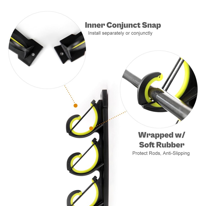 Fishing Rod Rack for Garage/Vehicle, Horizontal or Ceiling Wall Mounted