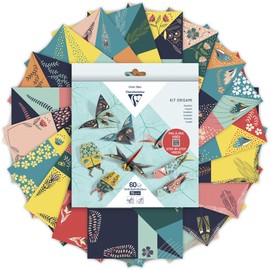 Clairefontaine - Ref 95366C - Origami Paper Kit (Pack of 60 Sheets) - 3 Assorted Sizes, 70gsm Paper, Printed Design on Front & Plain Backs - Insects to Make