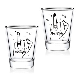 MyGiftHub Black Ring Finger 2 oz Wedding Shot Glasses Groomsmen Proposal Gift Wedding Party Favors For Guests Bulk Bridal Shower Gift for Couple Newlywed Mr & Mrs