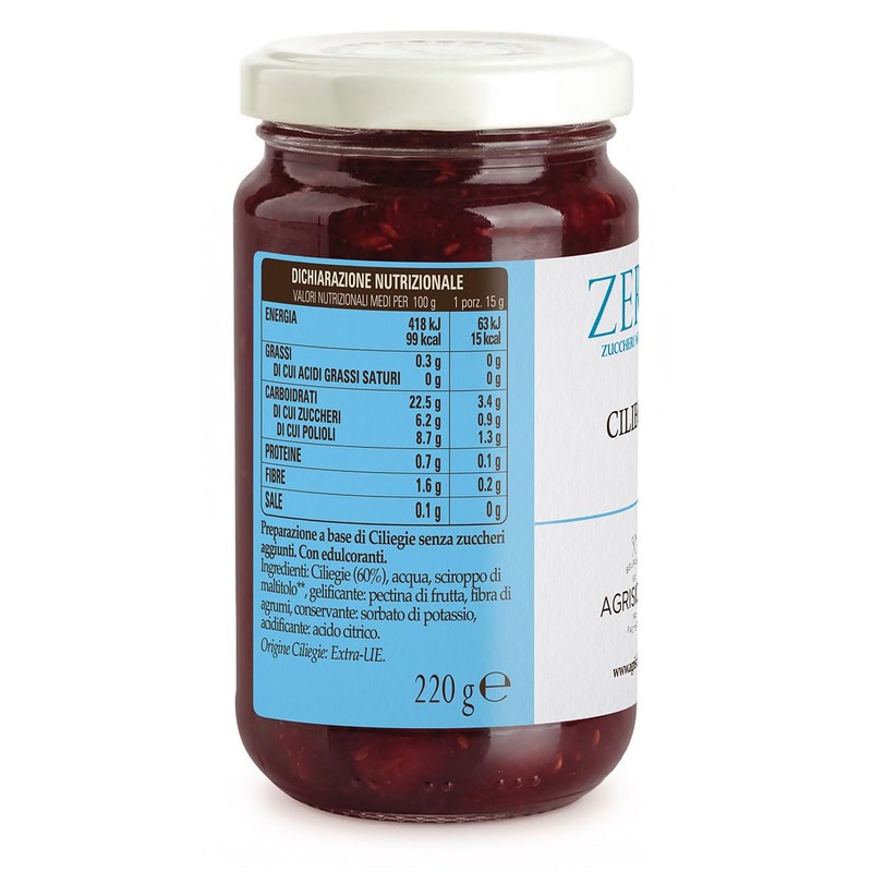 Agrisicilia zero% zuccheri aggiunti ciliegie,poche calorie, 240 grammi