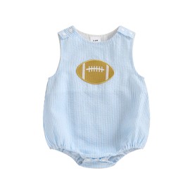 citgeett Baby Football Outfit Sleeveless Bubble Romper Bodysuit Football Onesie Infant Newborn Boy Girl Outfits Clothes (baby football outfit, 3-6 Months)