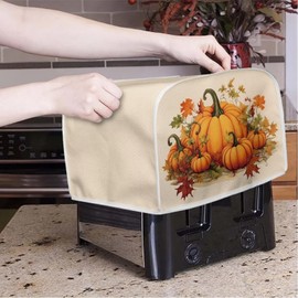 NETILGEN Toaster Cover Kitchen Bakeware Protector Fits for Most Standard 4 Slice Toasters, Keep Toaster Free From Dust And Fingerprint Oven Dustproof Cover, Pumpkin Fall Leaf