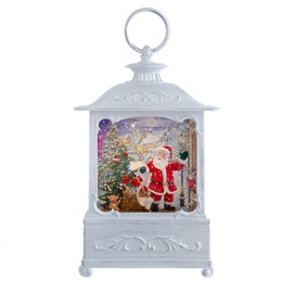 Kurt Adler 10-Inch Battery Operated Warm White LED Lighted Santa with Gifts Lantern