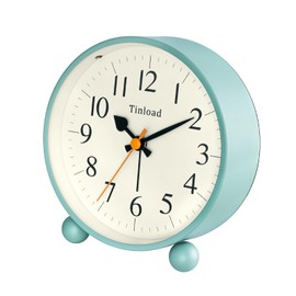 4.5" Vintage Retro Analog Alarm Clock, Super Silent Non Ticking Small Clock with Manual Light, Snooze, Battery Operated, for Living Room, Bedroom, Bedside, Desk(Green)