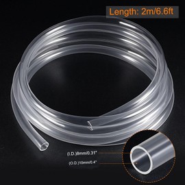 TOP-VIGOR 8mm ID 10mm OD PVC Clear Vinyl Tubing, 2M Length Food Grade Flexible Water Pipe, Plastic Tube for Transfer Water, Oil, Air, Powders & Fine Granules