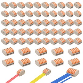 Cable Connectors, Pack of 60 Cable Clamps Electric Lustre Terminals with Actuation Lever, Connection Clamp Can Be Combined Freely for Fixed Cable 2-5 Conductors