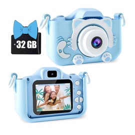 K&T Kids Camera, 1080P HD, Toy Camera, Timer Shooting, Selfie, Video Camera, 3x Zoom, IPS Screen, Digital Camera, Educational, Shockproof, Boys, Girls, Children's Day, Birthday Presentation (Blue)