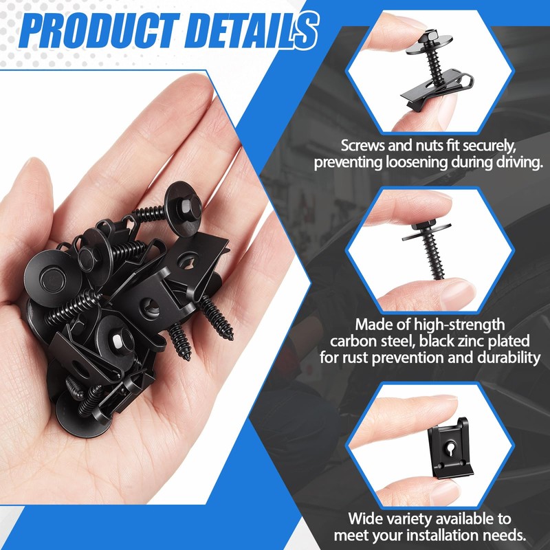Otoolling 100 Pcs M4.2 U-Nut Clips & Hex Head Screws