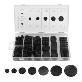 BGTXINGI 170pcs 7 Sizes Rubber Grommet Kit Electrical Cable Seal Solid Hole Plugs Assortment Set for Sanitary Automotive General Repair