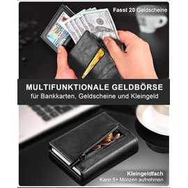 UNOSEKS Men's Slim Wallet RFID Blocking Carbon Fibre Leather, black, Leather